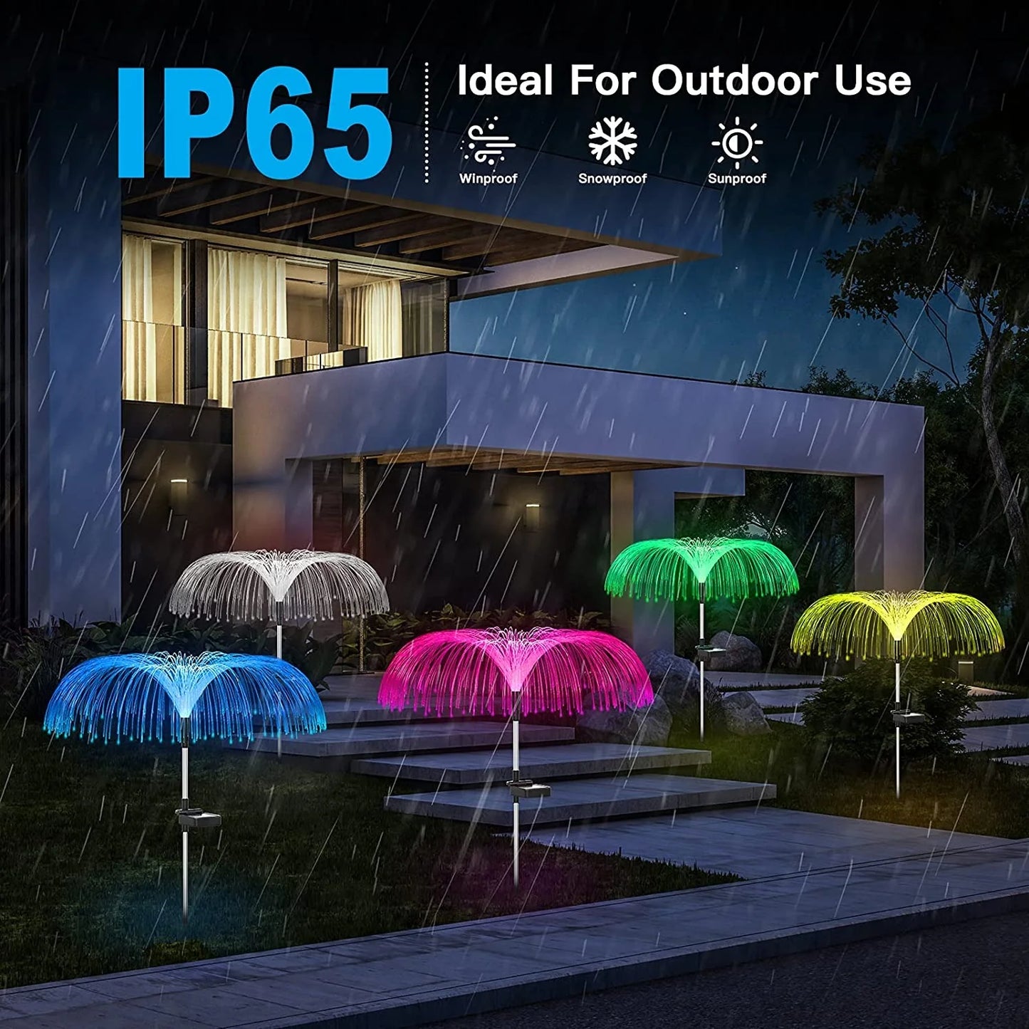 🌈 7 Color Changing Solar Waterproof  Outdoor Lights  Set | (Pack of 2) 🔥Get 50% OFF🔥