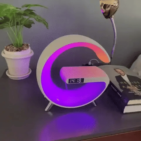 G-Shape Atmosphere Lamp with Bluetooth Speaker, LED Night Light, and Fast Charging – (Multicolor)