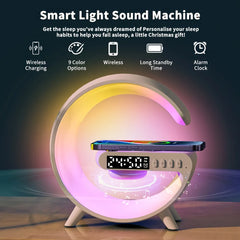 G-Shape Atmosphere Lamp with Bluetooth Speaker, LED Night Light, and Fast Charging – (Multicolor)