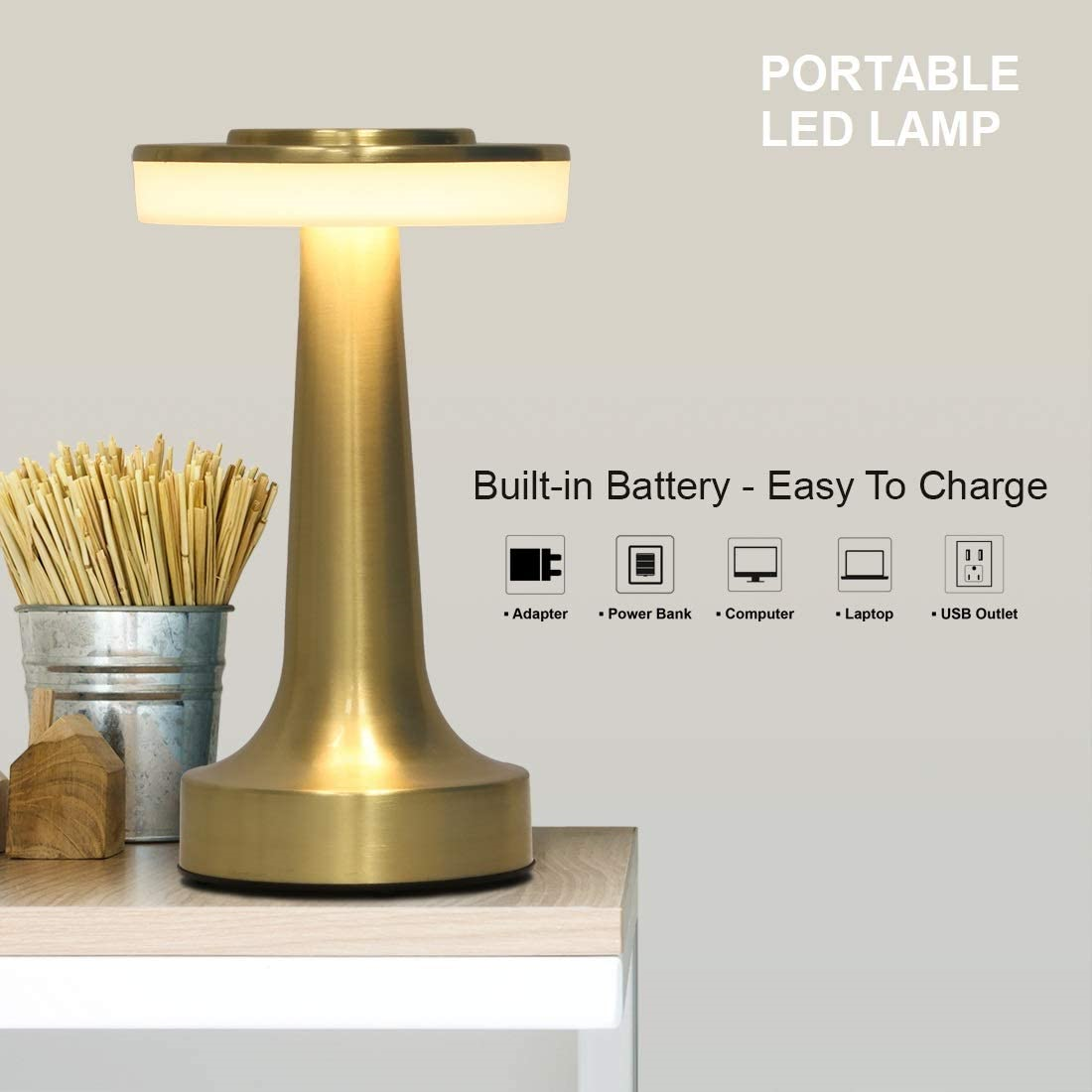 🌟 Golden Glow: Wireless LED Table Lamp for Any Occasion ✨