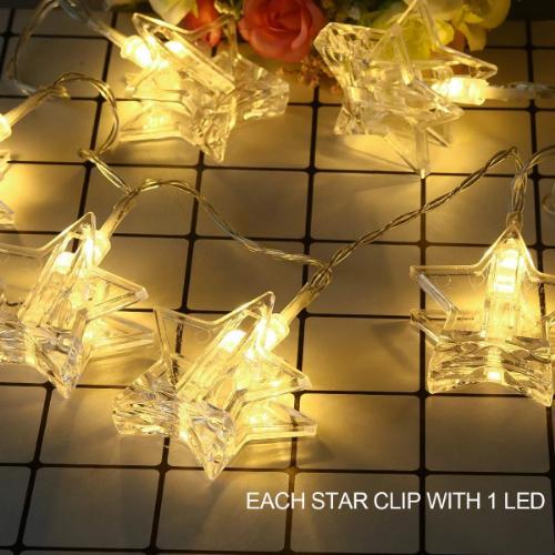 16 Star Photo Clip String with LED Lights