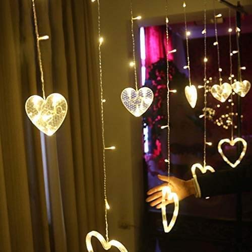 12 Heart Shaped LED Light Curtain String