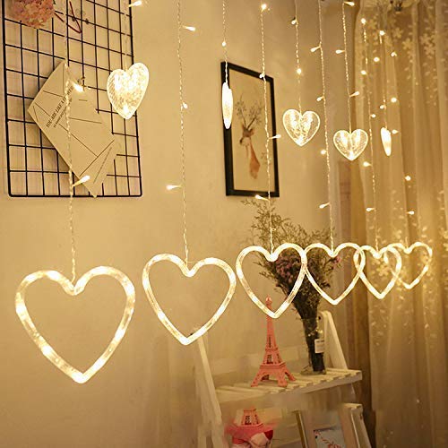 12 Heart Shaped LED Light Curtain String