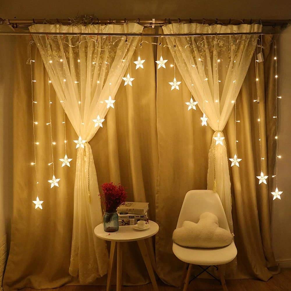 16 Star LED Lights Curtain String V Shape