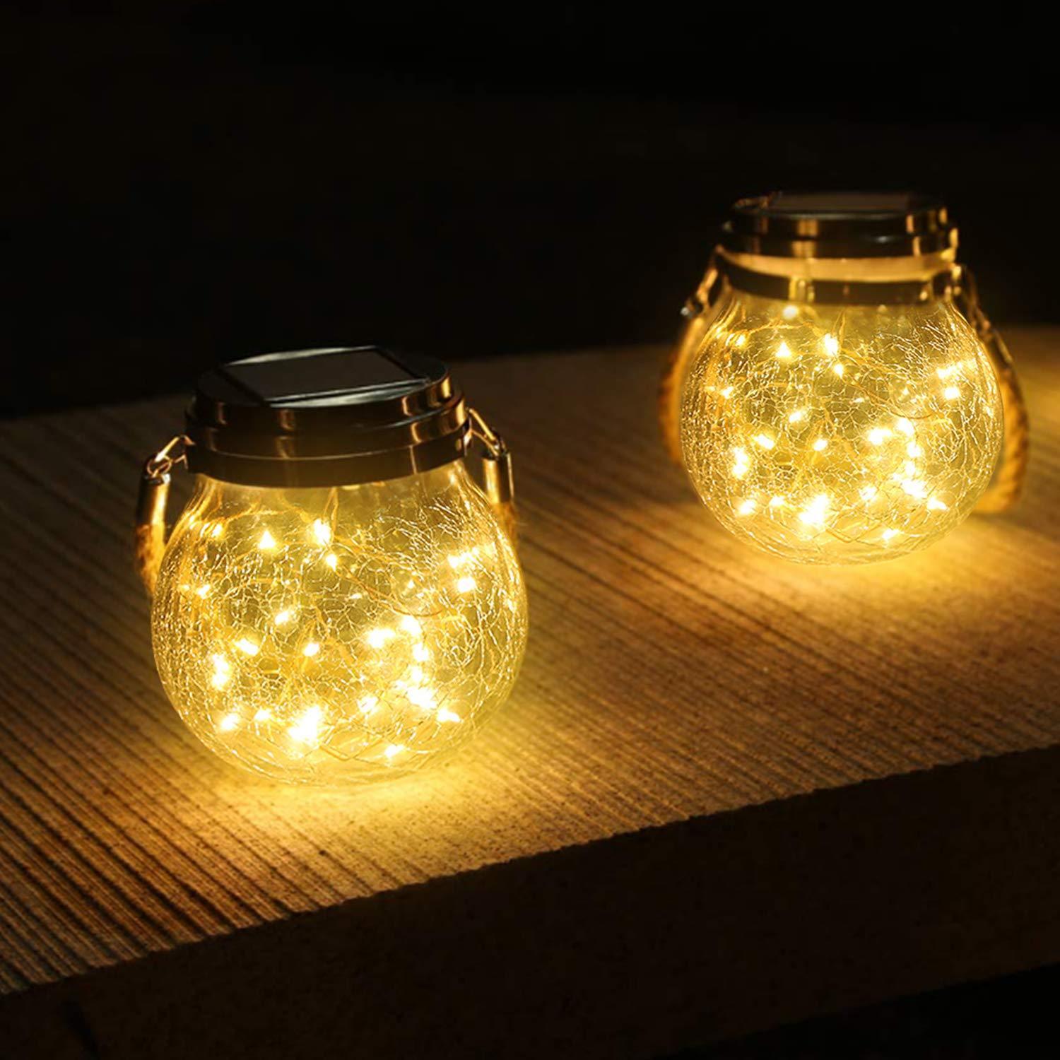 Hanging Solar Jar Lights (Warm White) 2 PC SET