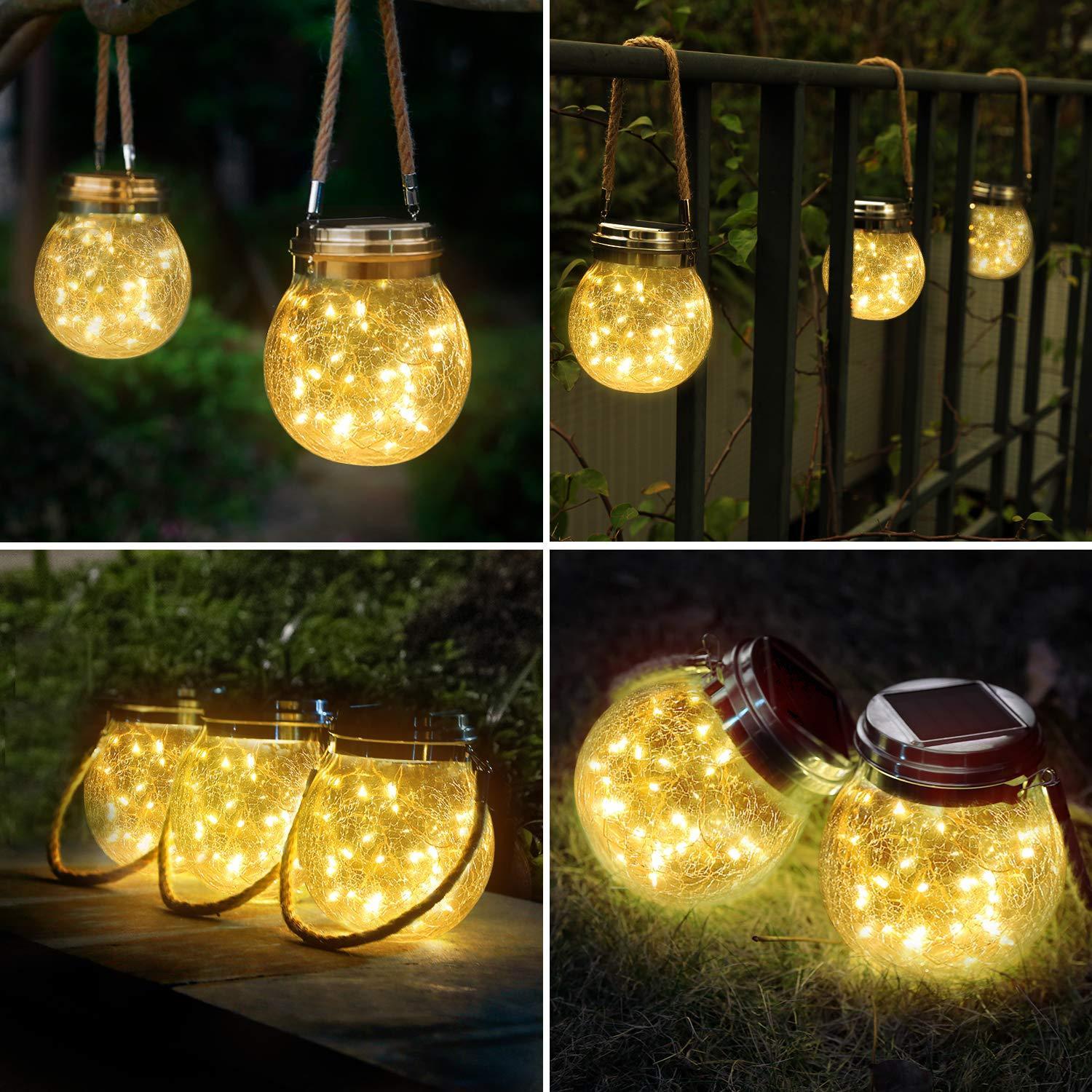 Hanging Solar Jar Lights (Warm White) 2 PC SET