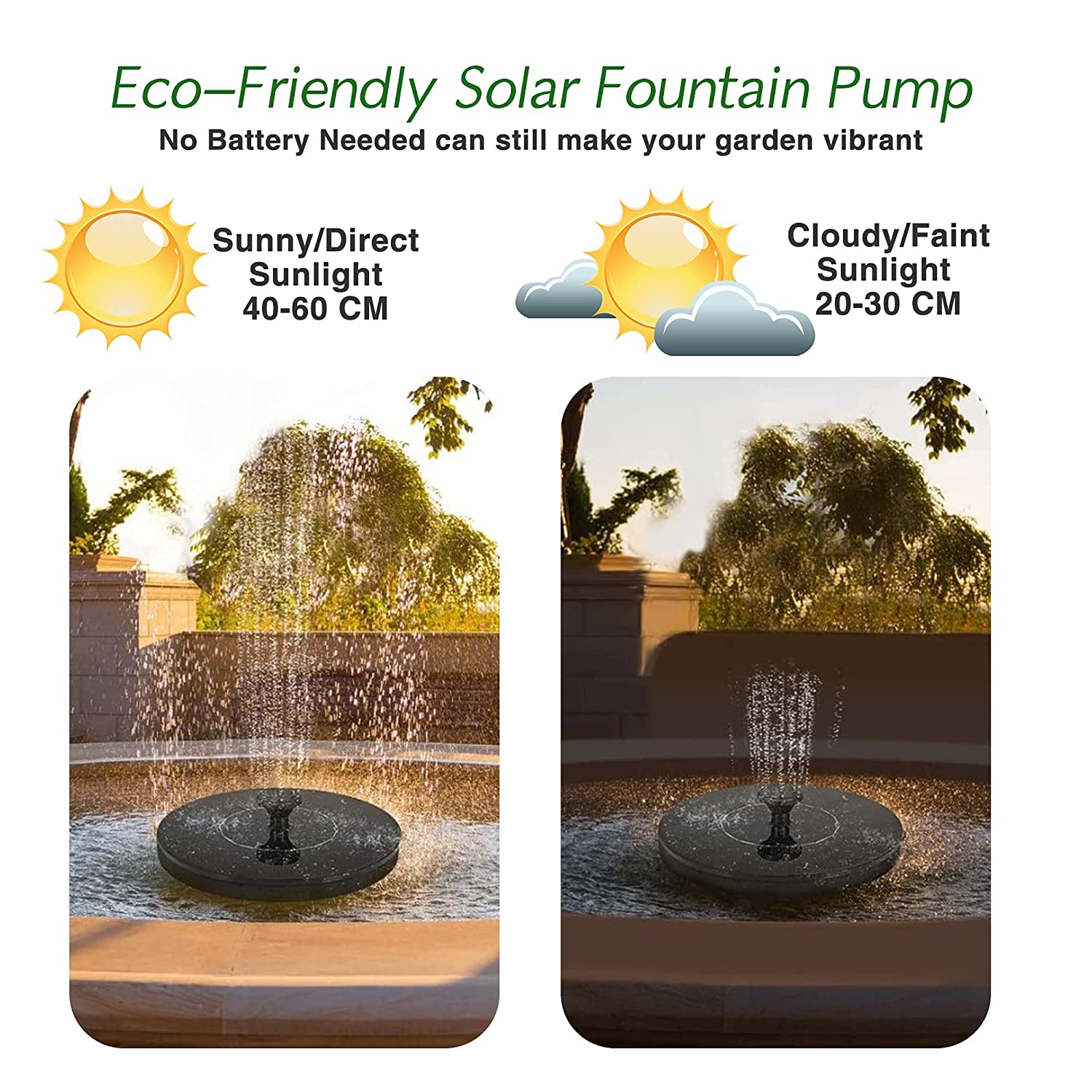 Fountain Solar Power Floating Water Pump for Pool Pond Garden and Patio Plants Round 7V 1.4W