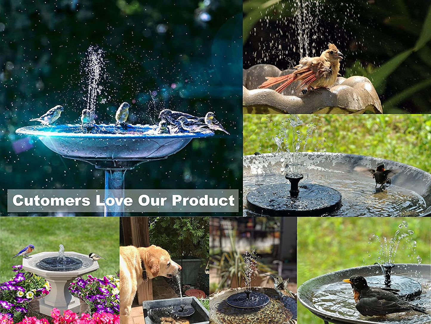 Fountain Solar Power Floating Water Pump for Pool Pond Garden and Patio Plants Round 7V 1.4W