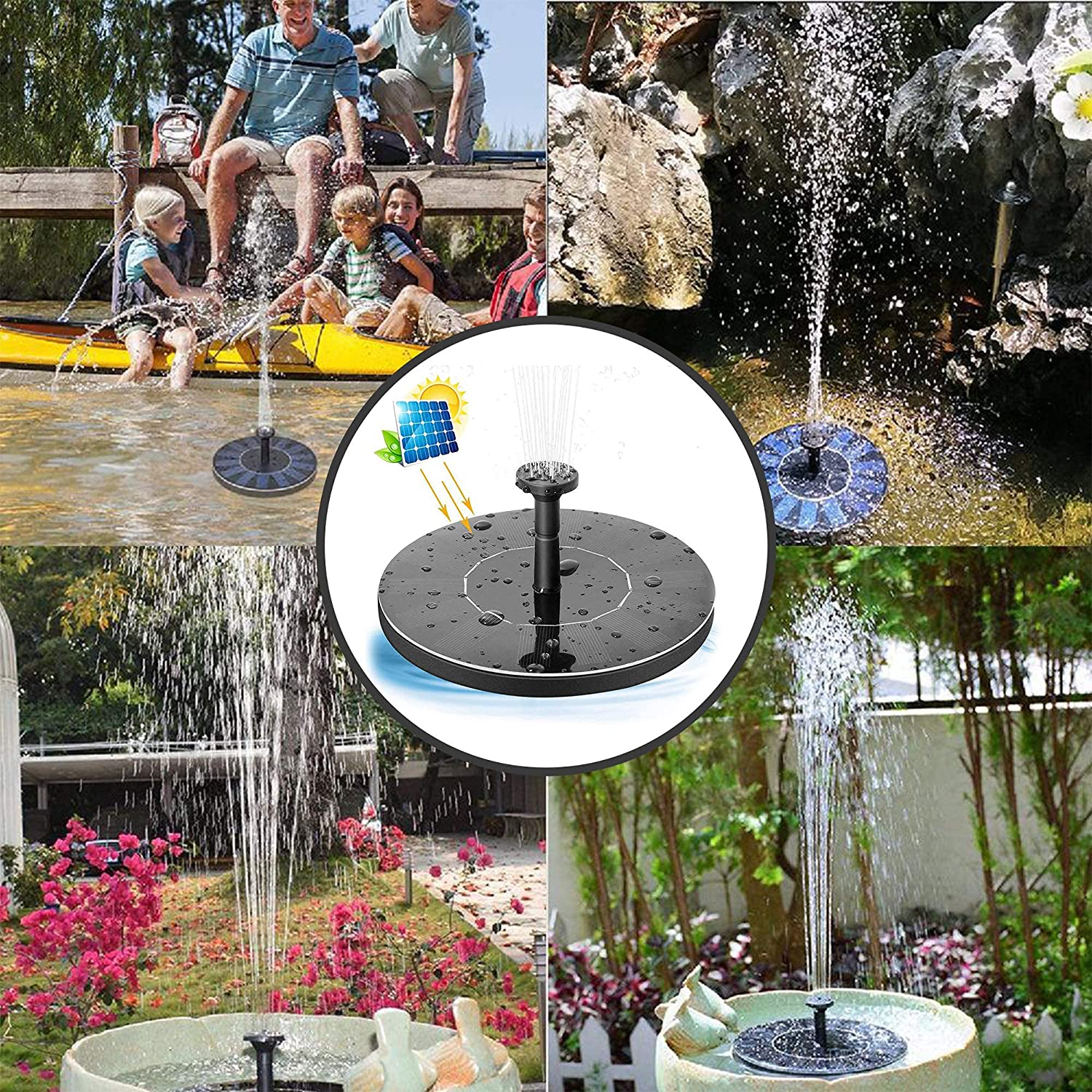 Fountain Solar Power Floating Water Pump for Pool Pond Garden and Patio Plants Round 7V 1.4W