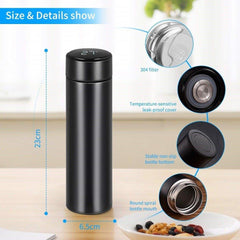 Double Wall Thermal Insulated Water Bottle with LED Temperature Display (500 ML)